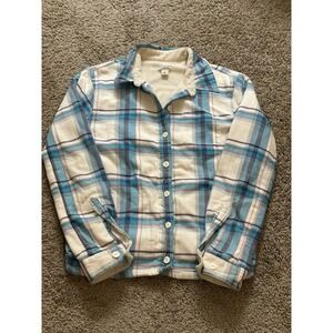 Women's L.L. Bean Long Sleeve Plaid Button Up Sherpa Lined Flannel - Small